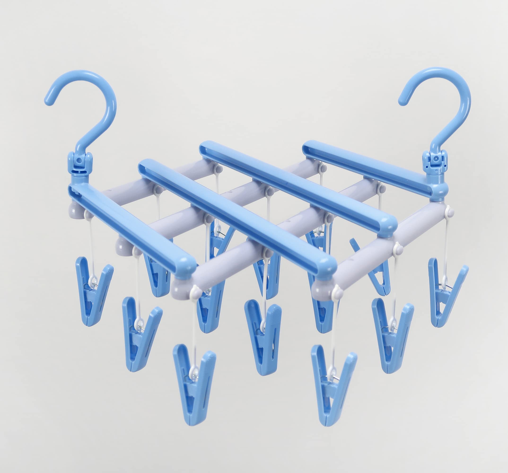 Sawafuji FPC-14 Telescopic Pinch Hanger, Free Pincher, 14 with 14 Pinches, Sky Blue, Made in Japan