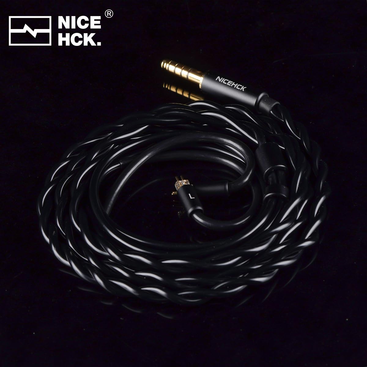 NICEHCK SincFirst - Cavo di aggiornamento Hi-Fi 7N OFC da 0,78 mm, connettore a 2 pin, spina bilanciata da 4,4 mm, cavo audio a doppio filo ad alta purezza per IEM (nero)