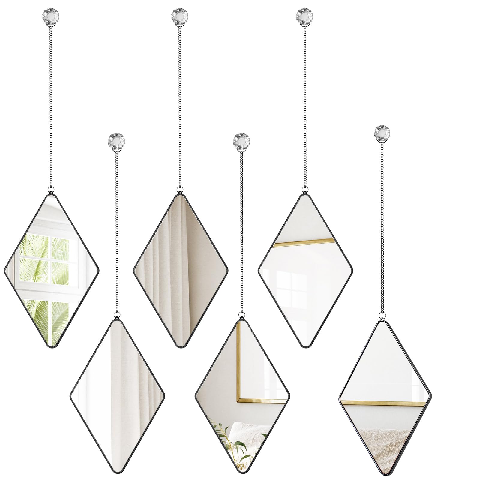 Amazon.com: Suzile 6 Pcs Diamond Wall Mirror Set with Chain