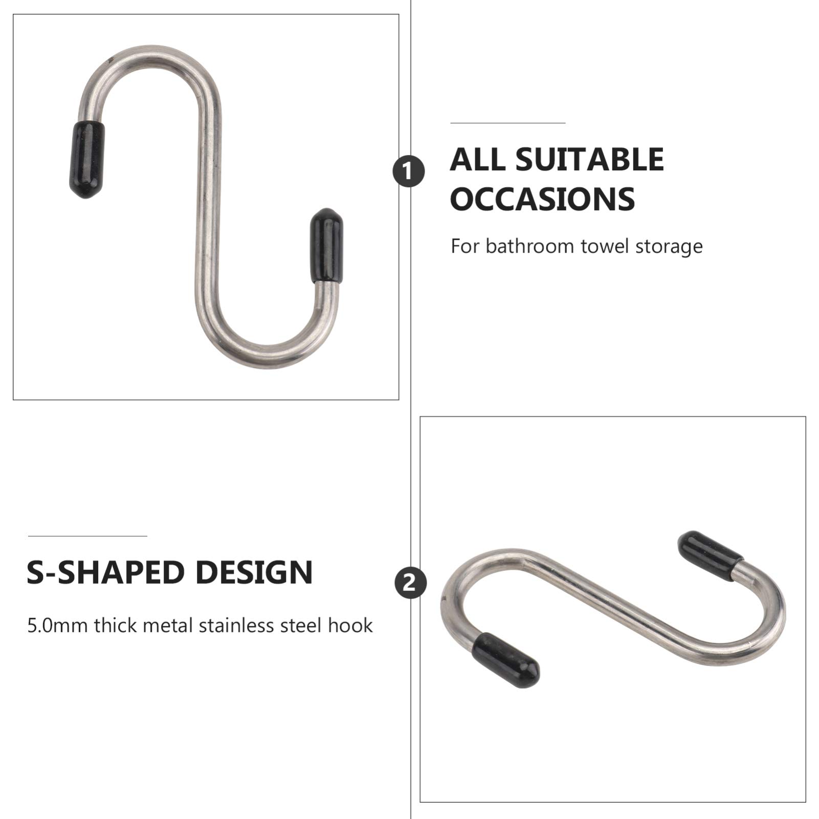 VASDEV Soporte de Pared para macetas, 10 Piezas, Ganchos en S de Acero Inoxidable, Ganchos Resistentes, Ganchos para Colgar en Forma de S, Ganchos para Utensilios de Cocina, Bolsas de rop