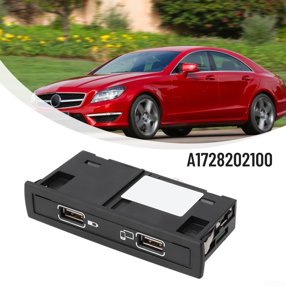 Presa USB per cruscotto auto, doppia porta USB caricabatteria da auto adattatore presa di alimentazione A1728202100 per Mercedes CLS classe A GLA GLE CLA