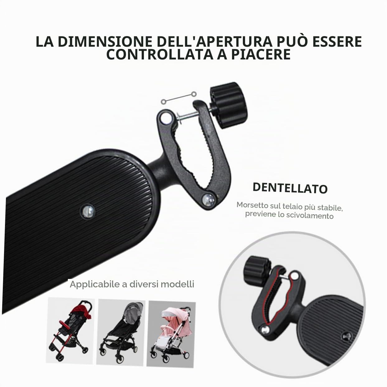 Pedana Regolabile in Plastica, Supporto Poggiapiedi per Carrelli Porta-Ragazzo Ragazza, Estensione Piede Compatibile Diversi Modelli