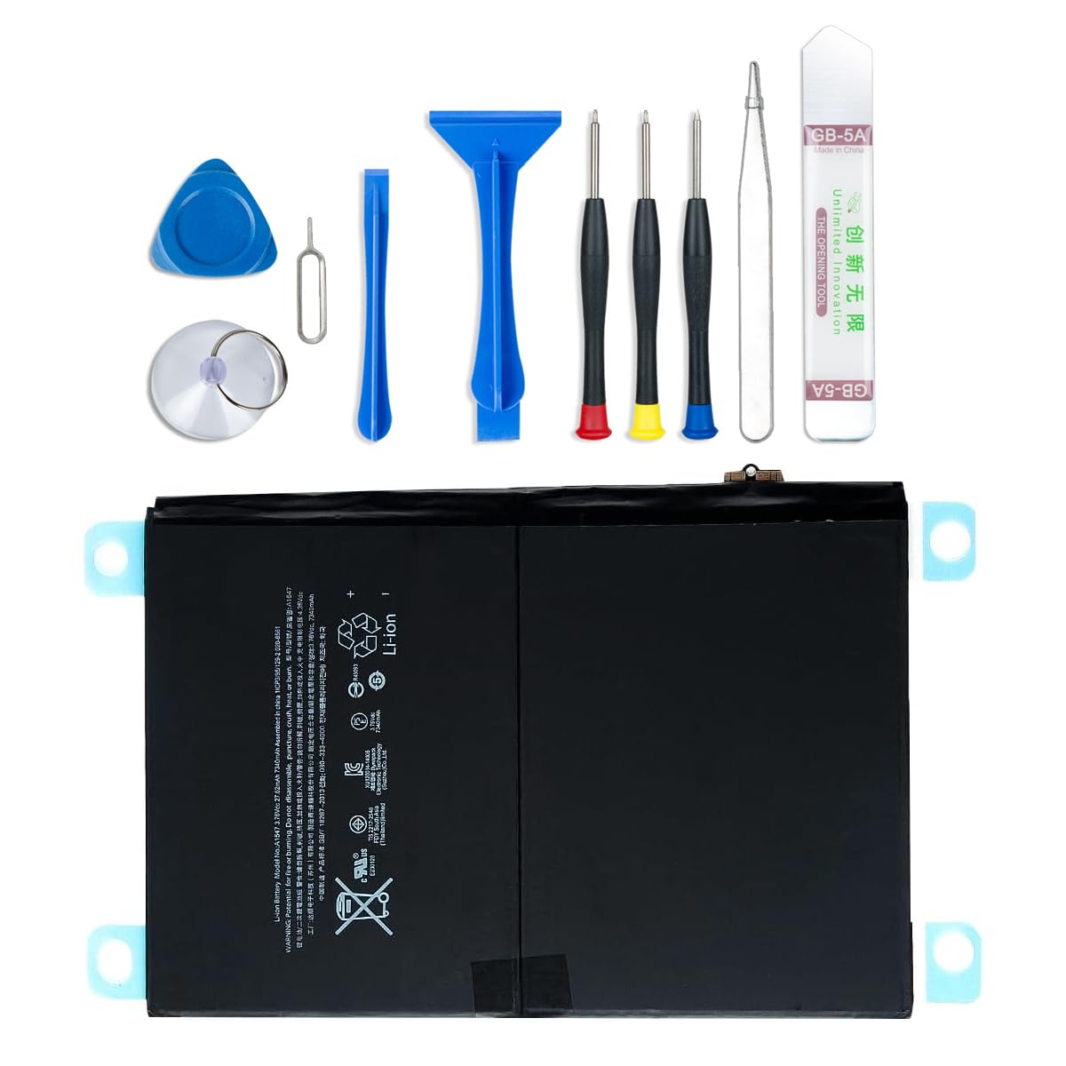 Batteria A1547 compatibile con iPad Air 2 iPad 6 di 6° generazione A1566 A1567 7340mAh 3.76V 27.62Whr con strumento di installazione