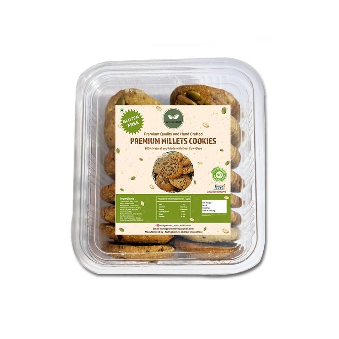 Nutrigourmet Millets Cookies 200GM | Made with Pure Cow Ghee, Digestive Cookies | Combo Pack | Tasty & Healthy Snacks For Adults & Kids | Perfect for Gifting & Snacking