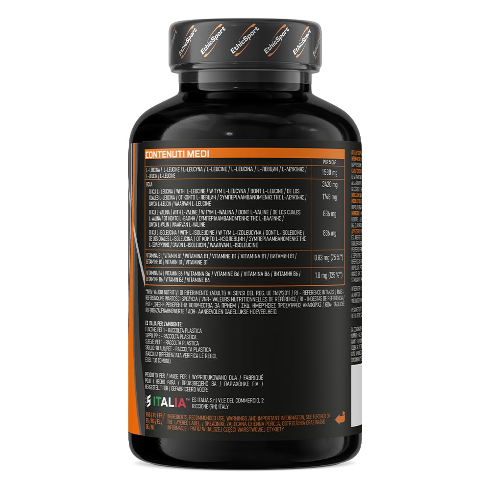 EthicSport Ramtech BCAA 4:1:1 – Aminoacidi ramificati con vitamine B1 e B6 – Supporto nutrizionale per sport intensi – 120 capsule – Doping free tested*