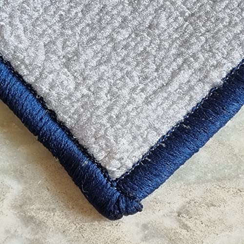 Image of Matz&More Pattern Circular Floor Mat | 40x60 CM | Blue Grey | Nylon Tufted Gel Baking Anti-Slip | Doormat for Home Entrance, Kitchen & Bedroom