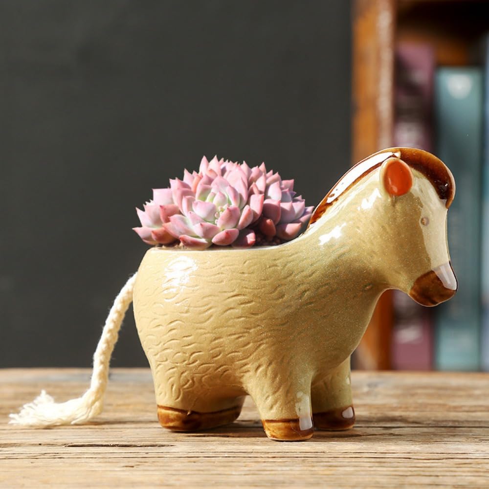 Amazon.co.jp: Homdexor セラミック多肉植物ポット ハンドメイド 馬