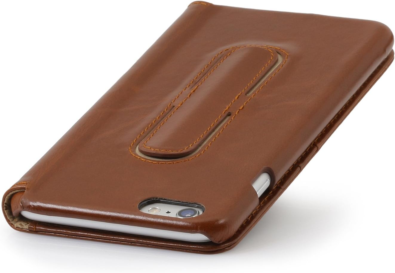StilGut® Talis Without Clip, Genuine Leather Wallet Case for Apple iPhone 6 Plus & iPhone 6s Plus (5.5''), Cognac Brown