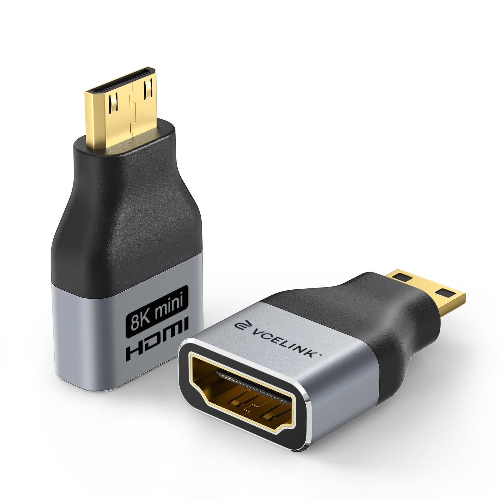Photo 1 of VCE Mini HDMI to HDMI Adapter, 8K@60Hz/4K@120Hz UHD Bi-Directional Converter with Gold-Plated Connectors and Alloy Housing 48Gbps HDMI 2.1 for Camera, Tablet, Laptop to TV, Monitor, Projector