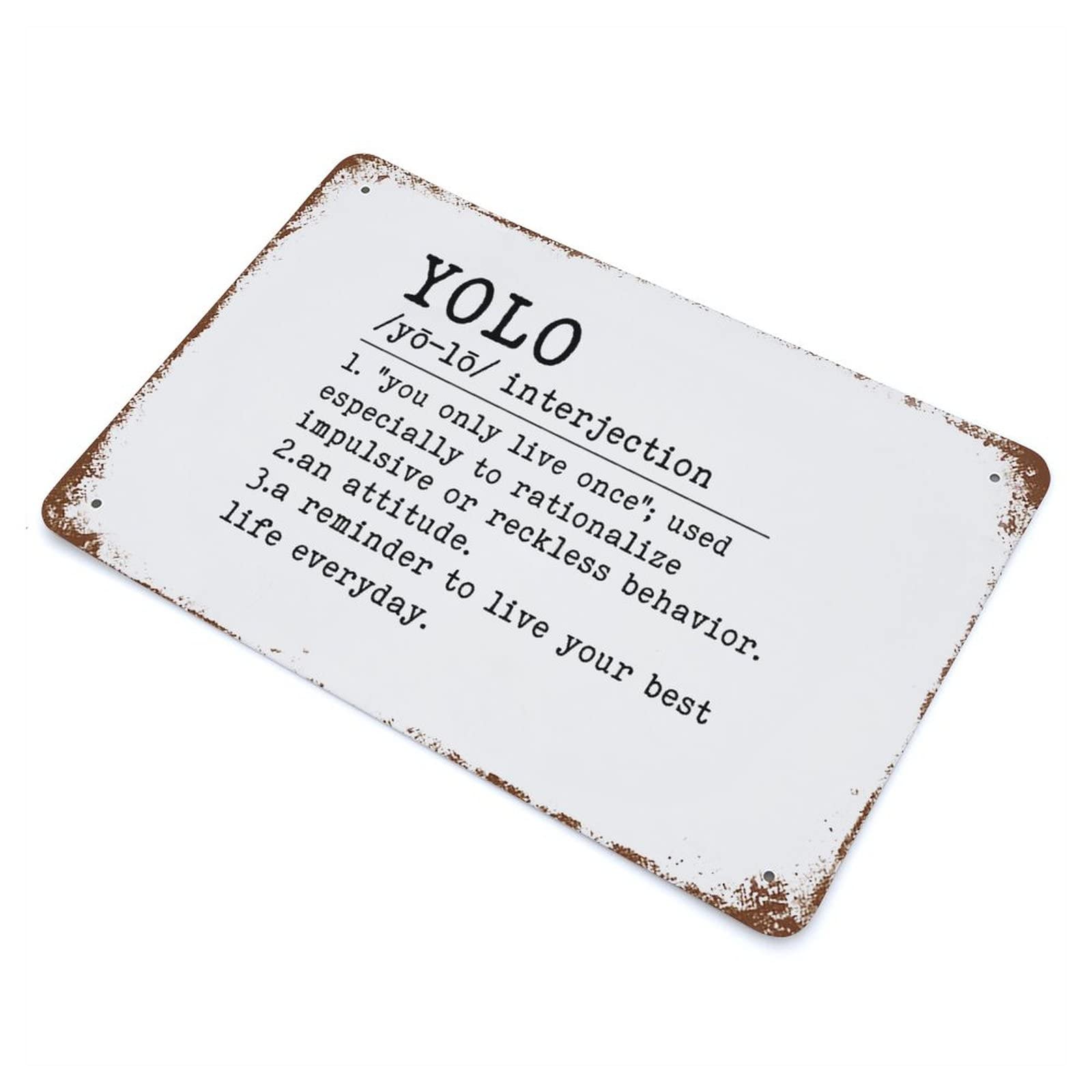 Placa de metal YOLO Letrero decorativo rústico para personalizar tu barra de hombre y bar de casa
