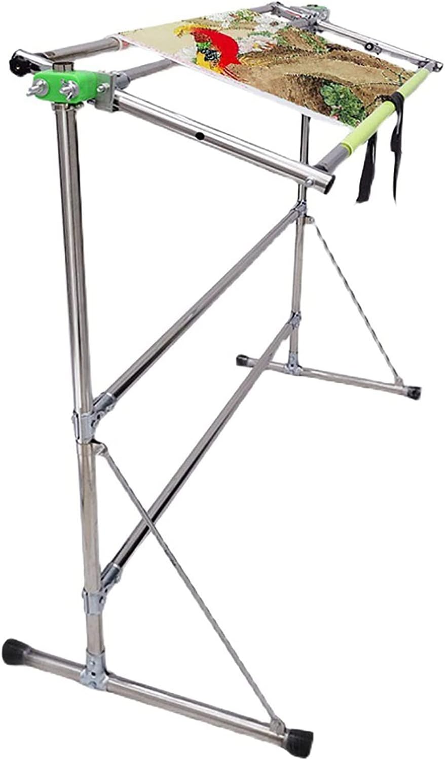 Cross Stitch Frame Stainless Steel Cross Stitch Frame, Adjustable Embroidery Hoop Holder, with 2 Levels Adjustable Height and Back Angle 25°, No-Bend Design, for Arts Crafts Sewing Needlework