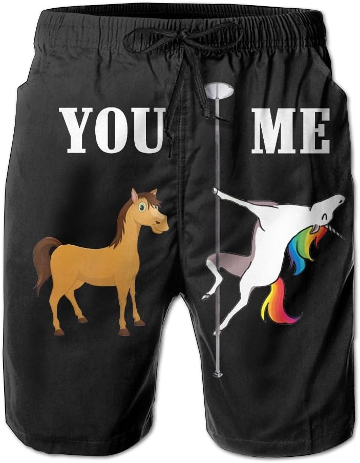 You Me Unicorn Pole Dance Man Casual Shorts Swim Trunks Fit Performance Boardshorts