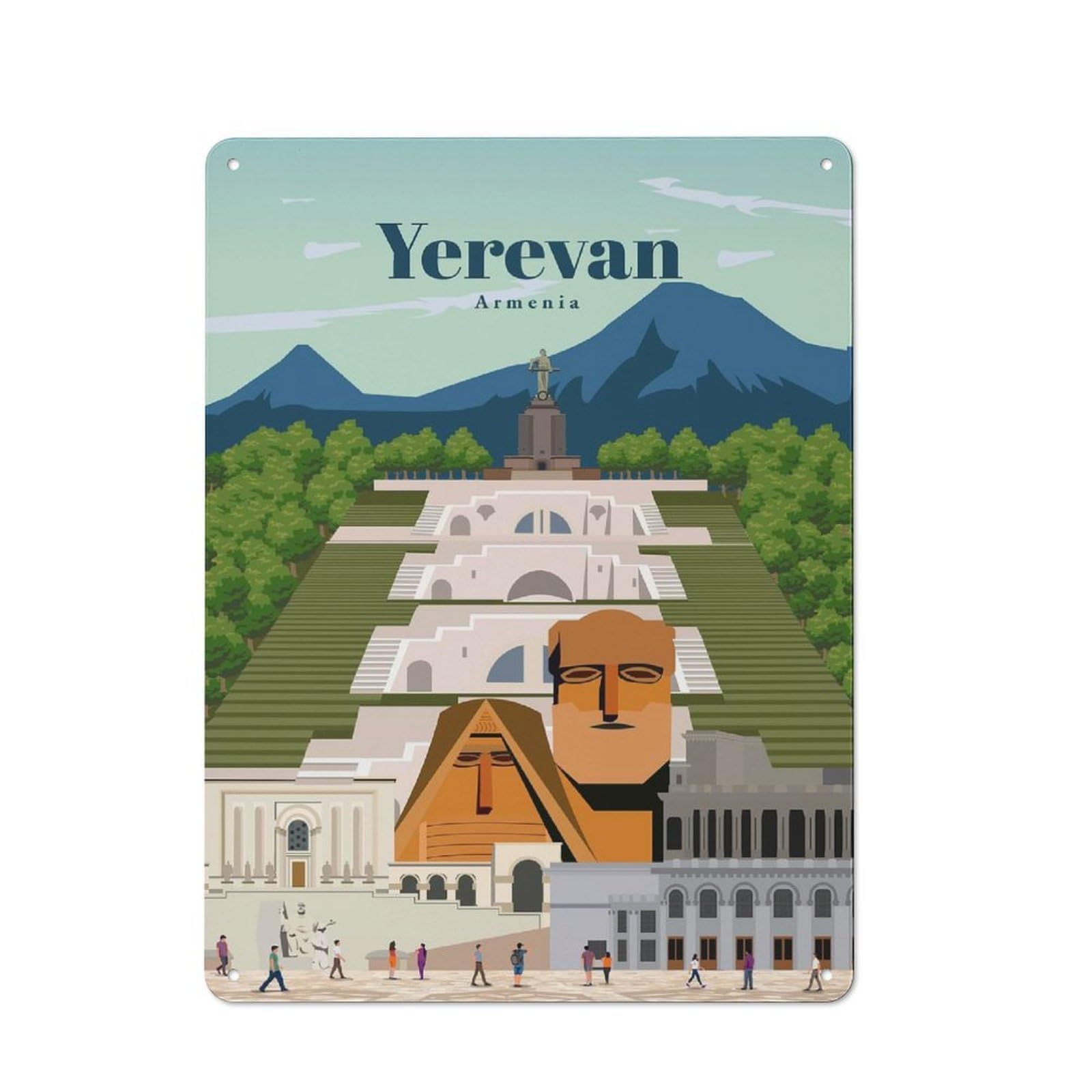 Junmoney Travel To Yerevan Rustic Metal Sign 40X30cm For Garage Wall, For Everyday Room Decor With A Rustic Look