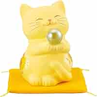 【真作】【複製】複製画　作者不詳　Happy Lucky Cat's逸品Q189 Cat Maneki Neko Figurine L with Cushion | Baccarat Japan