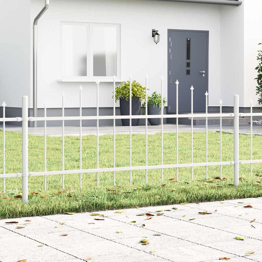 Woerden Lot de 2 clôtures de jardin en acier revêtu par pulvérisation blanc, 170 x 115 cm, élément de clôture pour brise-vue, protection contre le vent, extérieur avec montage pour