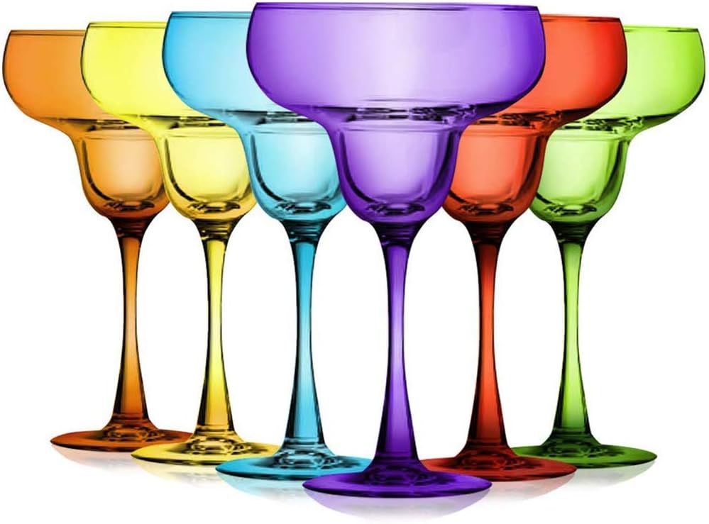 Party Color Full Accent Margarita 9.5 oz Wine Glasses - Set of 6 by TableTop King - Additional Vibrant Colors Available