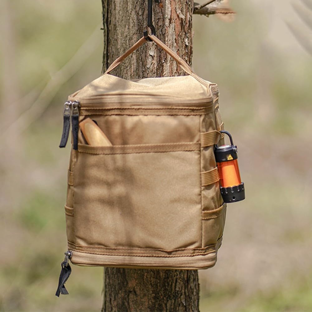 Camping-Tasche, Oxford-Stoff, Camping-Aufbewahrungstasche, große Kapazität, Outdoor-Lampe, Gasherd, Kanister, Topf-Tragetasche (Khaki), RKVWVKF1S71AQZ3NGIK09V5YX6CV