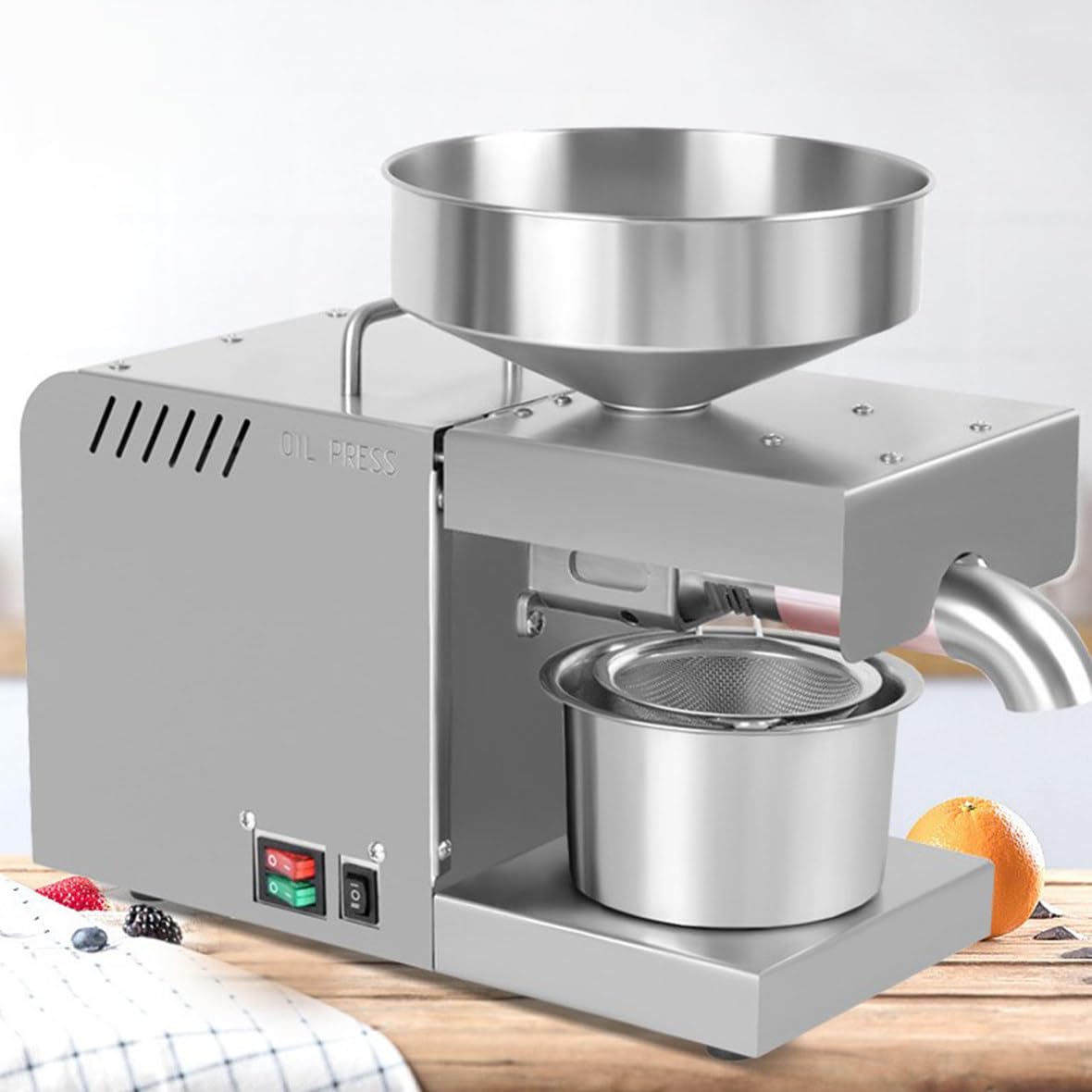 MYUYEE Automatic Oil Press Machine Digital Display Oil Extractor Expeller Machine Hot/Cold Oil Press Machine Automatic Oil Extractor for Castor Hemp Perilla Seed Canola Sesame Intelligent Control