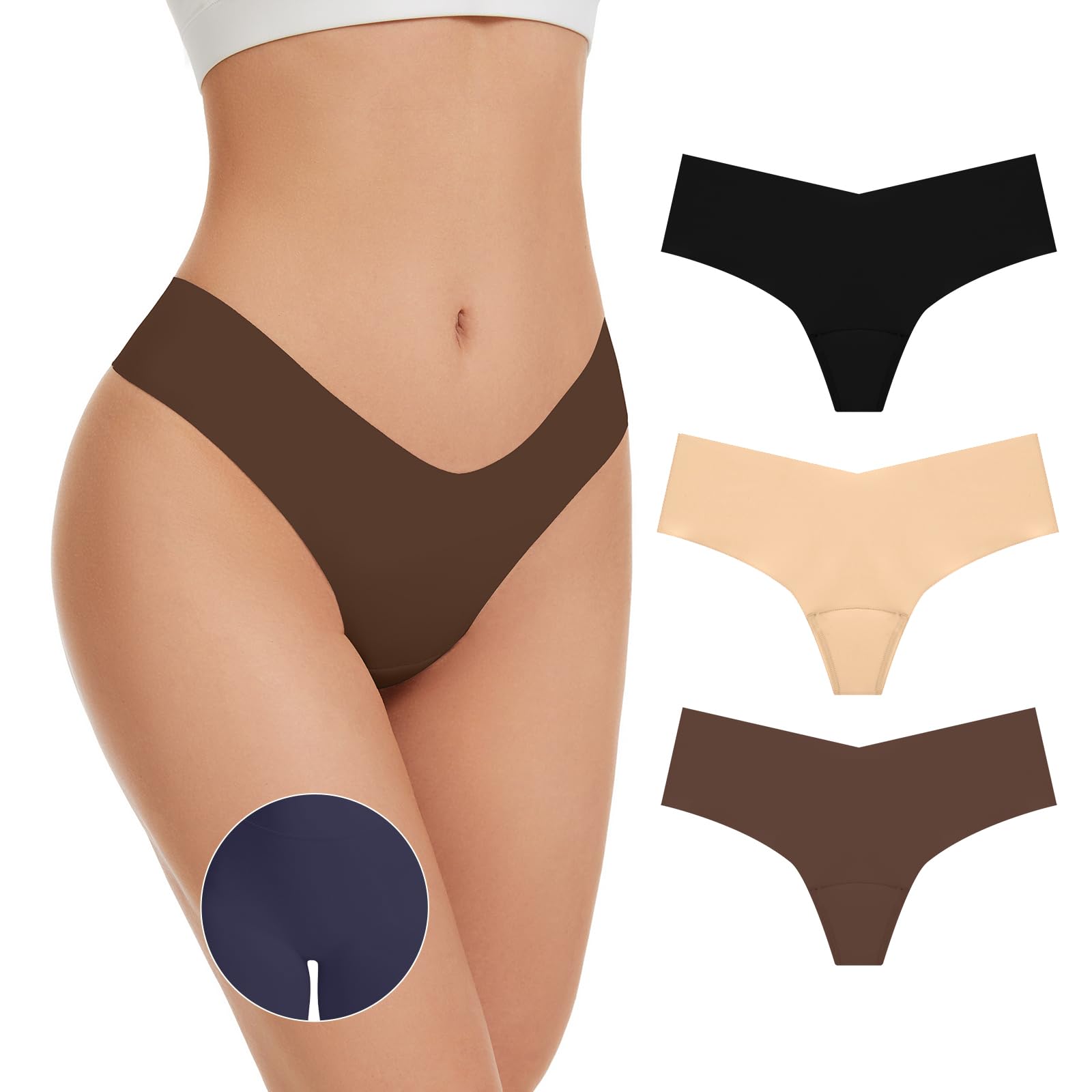 OVRUNS Camel Toe Underwear for Women Low Waist Camel Toe Thong Seamless Workout Cameltoe Proof Concealer Panties 3
