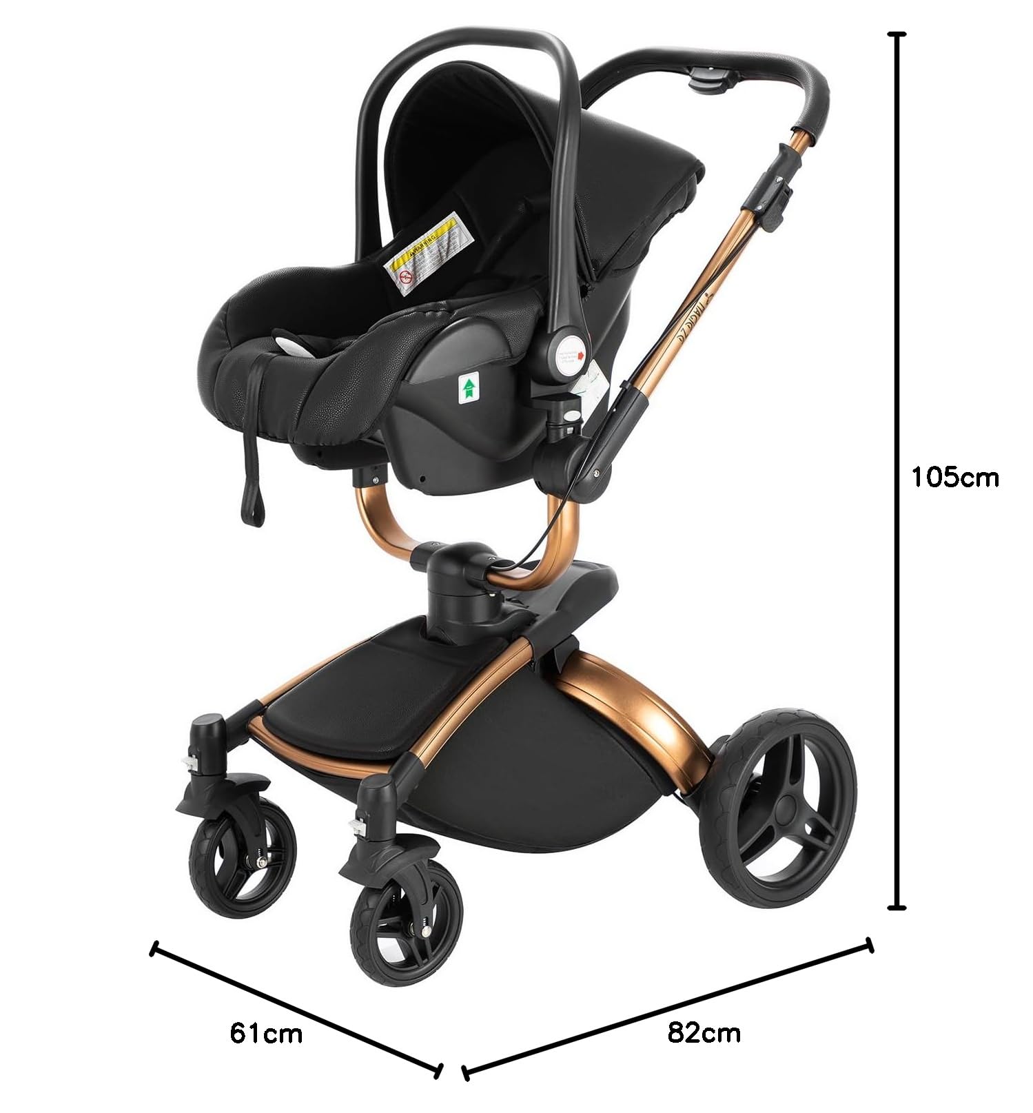 Passeggino 3in1 in pelle PU rotabile 360° con modalità culla | Pieghevole con un clic Convertibilità da neonato a toddler Rosa