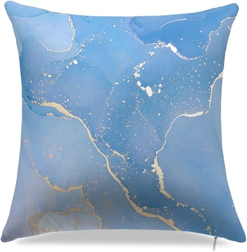 Miniatura 2 de TZnyly Juego de 4 fundas de almohada decorativas de mármol de 18 x 18 pulgadas, funda de cojín con textura de mármol, funda de cojín para sofá,