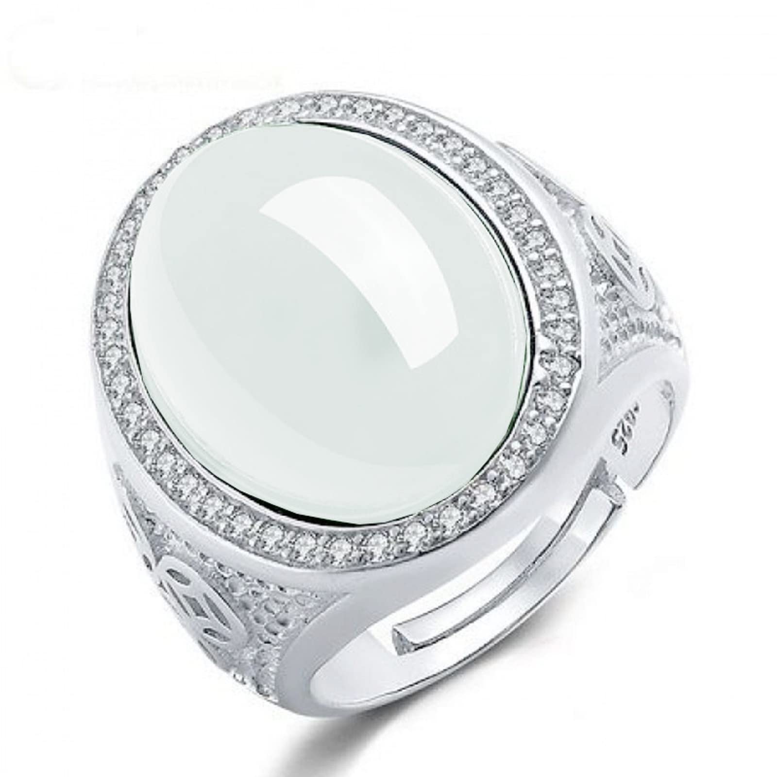 Amazon.com: Imitation Hetian Jade Adjustable Oval Ring White Jade