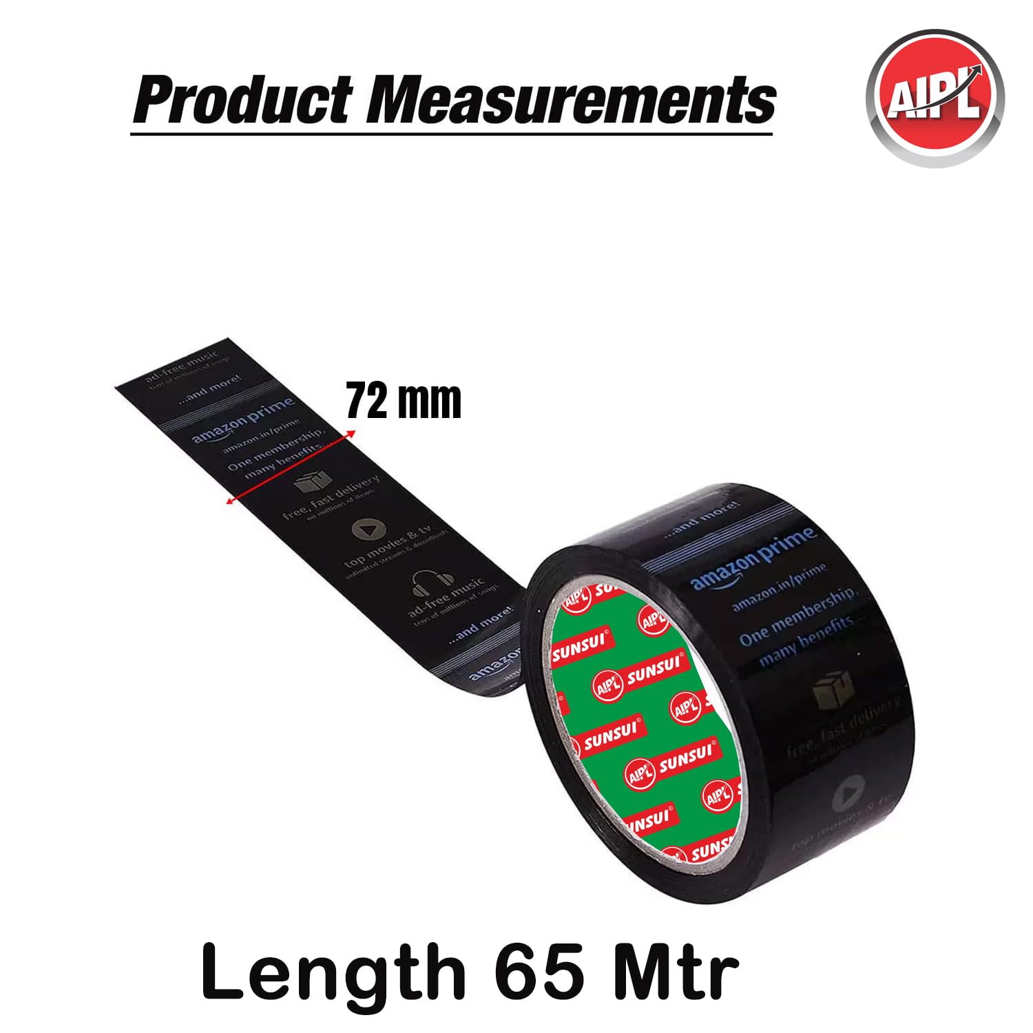 AIPL Packing Tape - 65m Black Cello Tape -2