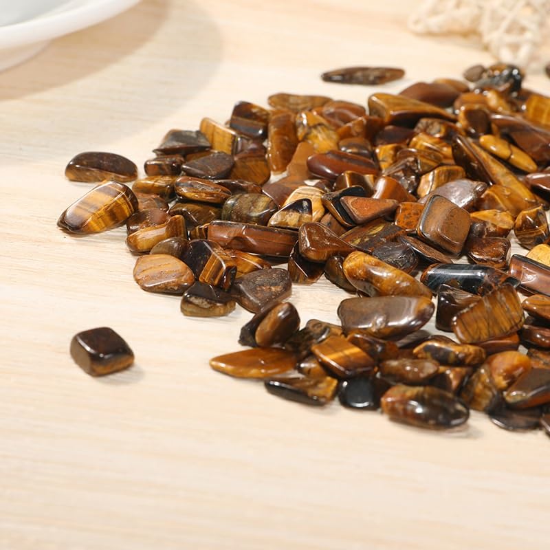 Piedras Decorativas, Piedra triturada de Ojo de Tigre Natural for pecera, decoración de Maceta, espécimen Mineral de Varios tamaños(9-12mm1000g)