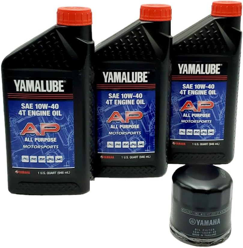 Yamaha Grizzly 450 (2007-2014) all Models AP Oil Filter Change Kit Yamaha Part# 5GH-13440-90-00 Supercedes Part# 5GH-13440-80-00, 3 Quarts All All Purpose LUB-10W40-AP-12