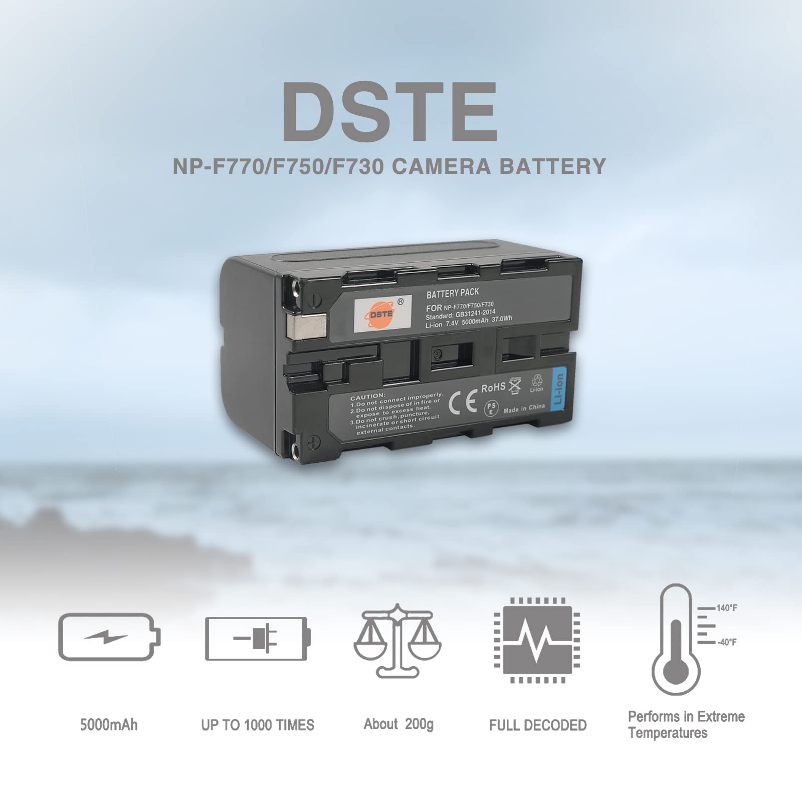DSTE (2 Pack) NP-F750 Rechargeable Li-ion Battery + Fast Charging Dual LCD Charger Compatible for NP-F770,NP-F730 and Sony CCD-SC5 CCD-TR76 CCD-TRV93 HDR-FX1 CCD-TRV95 HVR-Z1U CCD-TR716 CCD-TRV91