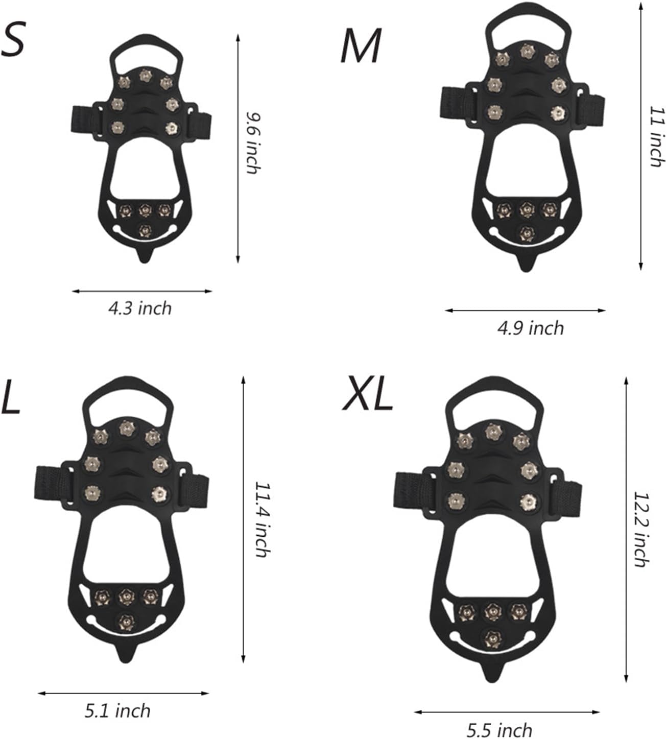 Camper Accessories, 11 Teeth Ice Snow Grip Teeth Grippers Nonslip Winter Ice Grippers Crampons Ice Cleats for Hiking Boot and Shoe