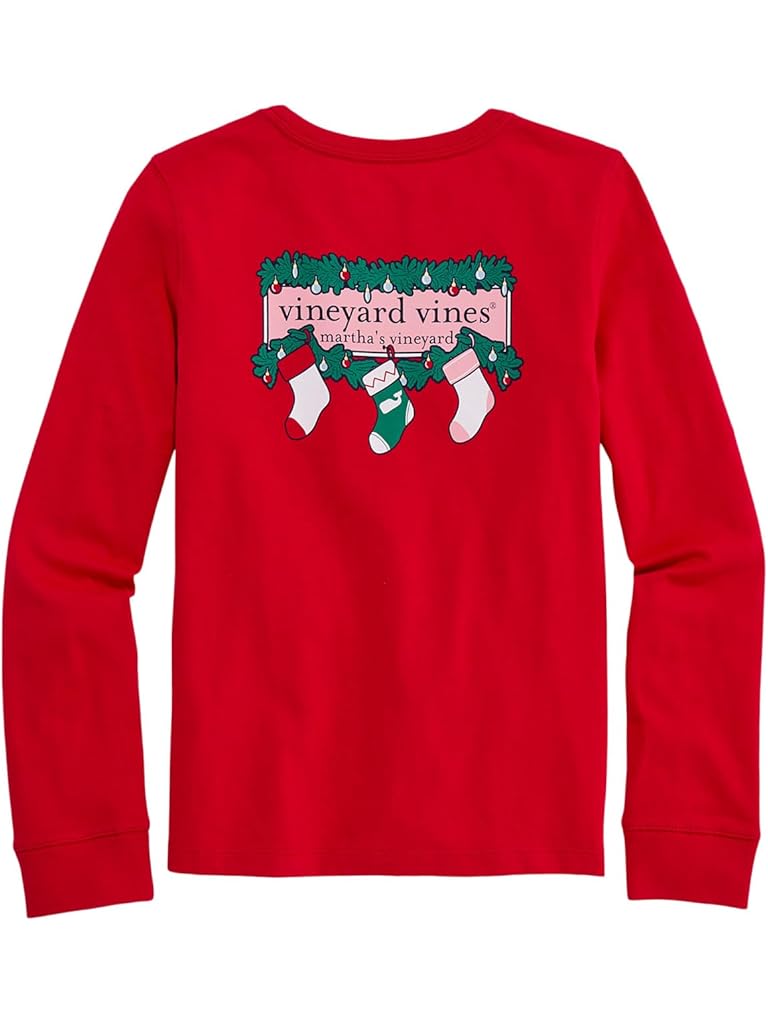 Red Vineyard Vines Long Sleeve Pocket Tee (Toddler/Little Kid/Big Kid)