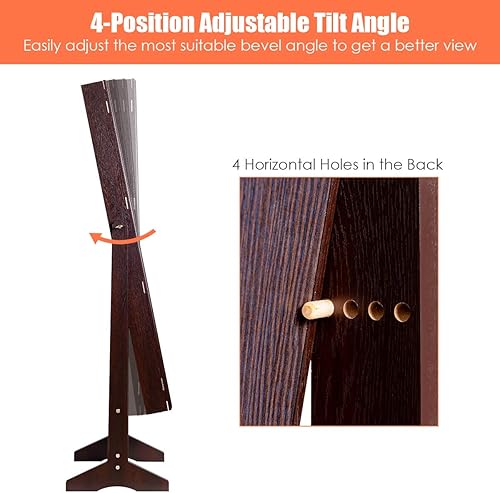 Miniatura 6 de CHARMAID Armario de joyería con espejo de longitud completa, caja organizadora de joyas con cerradura independiente con gran capacidad de