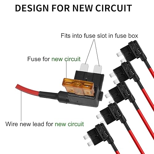 Miniatura 36 de Muhize ATC/ATO - Juego de portafusibles y fusibles en línea (10 unidades) - Arnés de cableado de calibre 16 con fusible