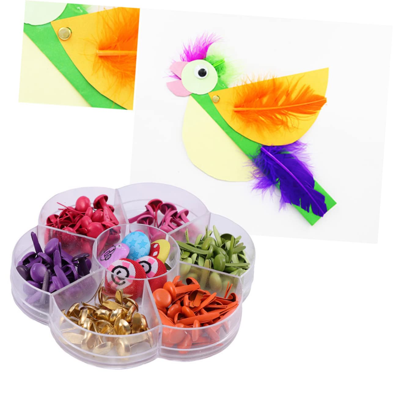 SHINEOFI 2 Ensembles Clous en Métal en Forme De Champignon pour Scrapbooking Attaches Loisirs Créatifs pour Enfants Attaches Colorées Petites Attaches 2 boîtes*2
