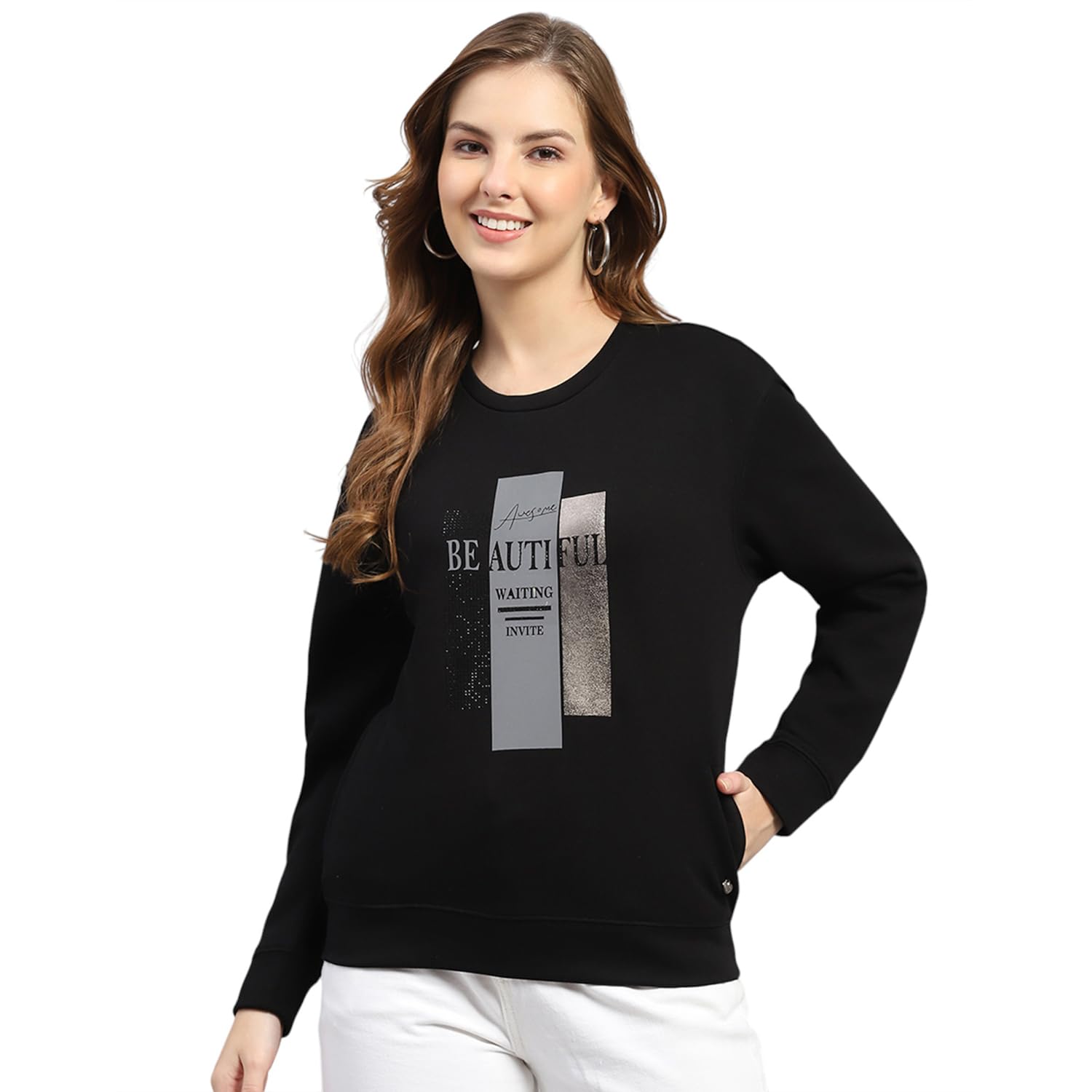 Womens Regular Fit Printed Pull On Full Sleeve Winter Sweatshirt | Warm Pullover for Ladies | Soft Comfortable Casual Winter Wear for Women's (Pack of 1)-image-36