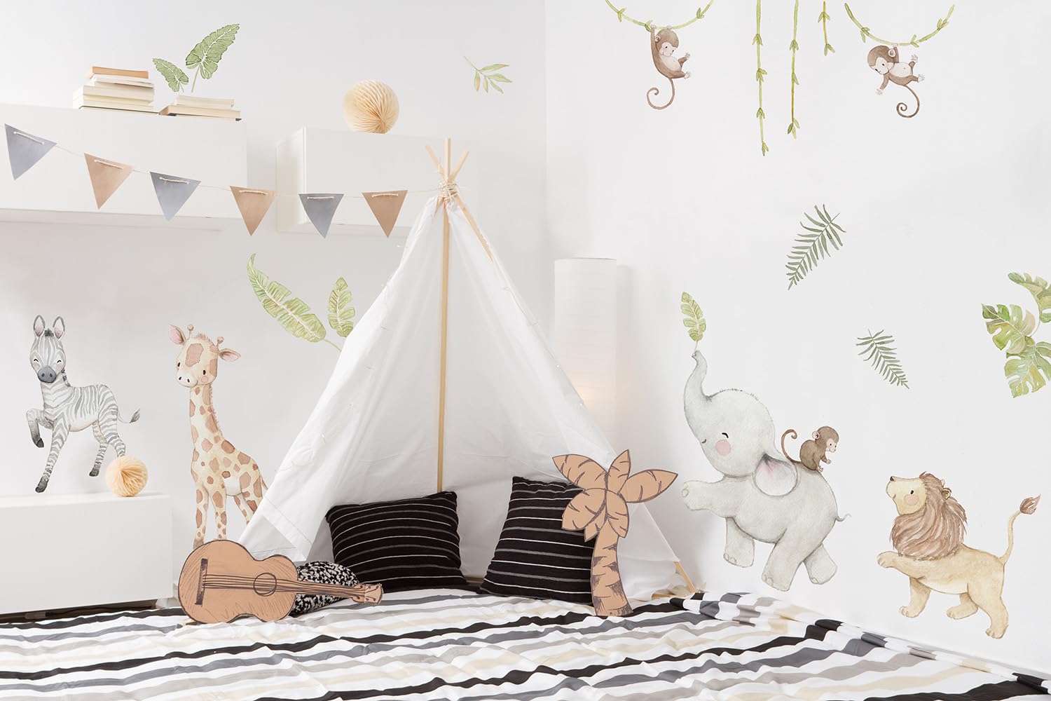 Vinilo infantil de Tela SAFARI, Pegatinas de Pared de Animales de Safari, Vinilo animales africanos.