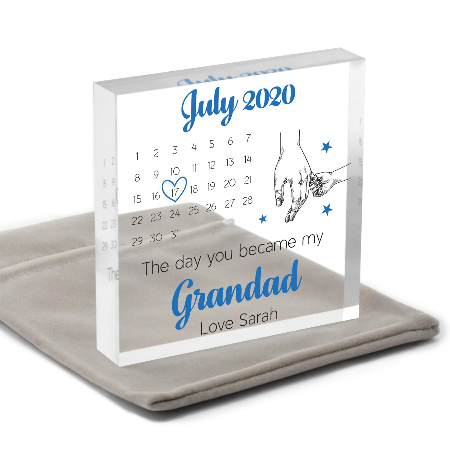 Beecreative The Day You Became My Grandad Gift - 1st First Fathers Day Gift From Grandson Granddaughter - New Grandad Grandparent Gift - With Grey Bag