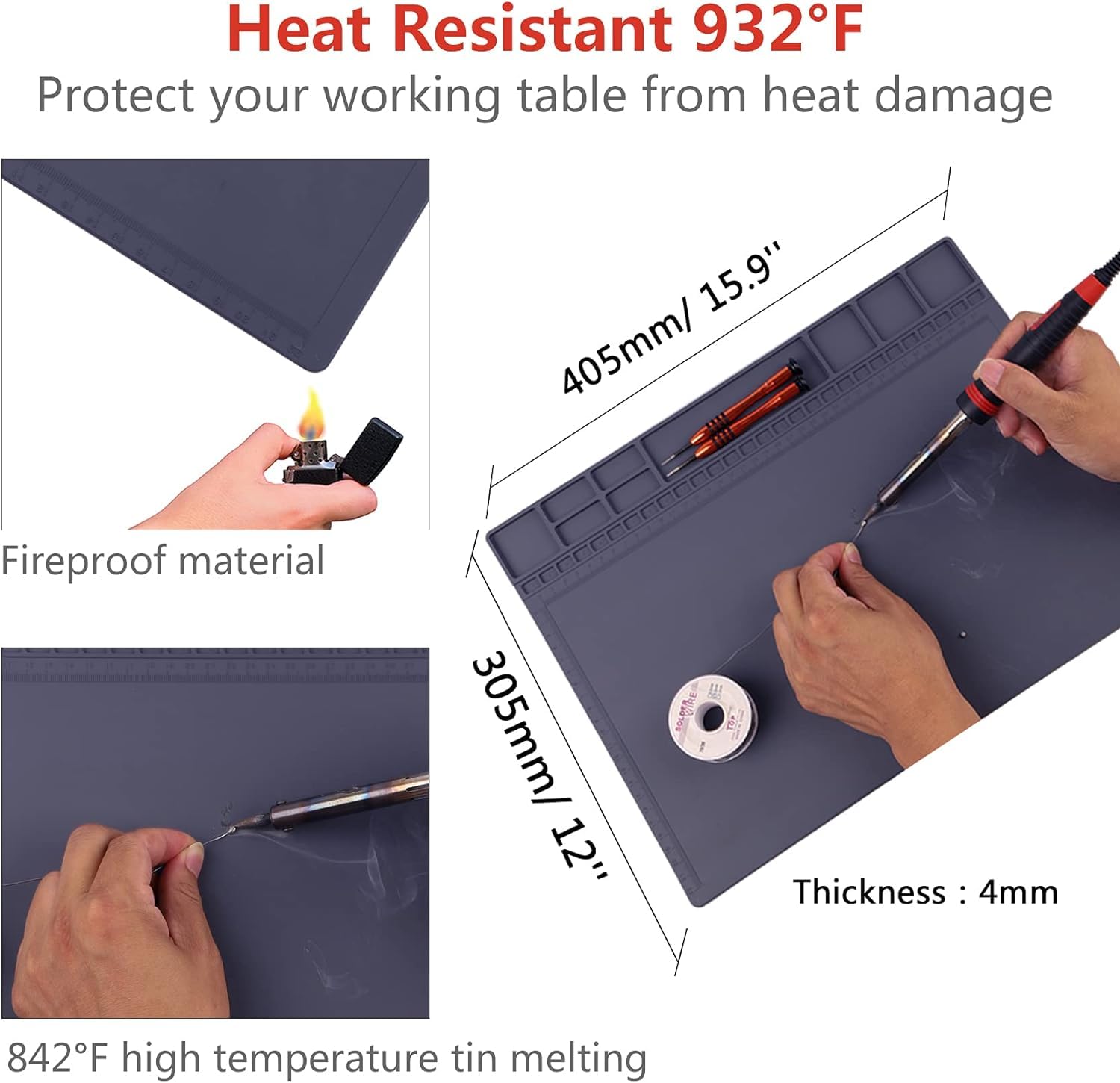 HPFIX Anti-Statik-Matte für Elektronik, Premium hitzebeständige ESD sichere Lötmatte mit ESD-Armband und Erdungskabel für Computer, Laptop, Handy und iPad Reparaturen