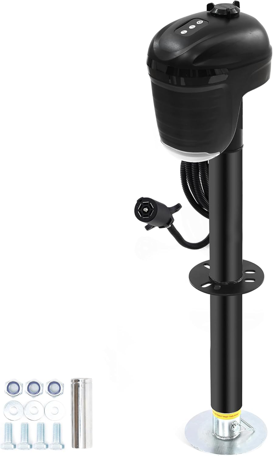 12V Electric A-Frame Trailer Tongue Jack with 7 Way Plug - 4000lb Lift Capacity 21” Travel Add 4.5” with 7” Drop Foot