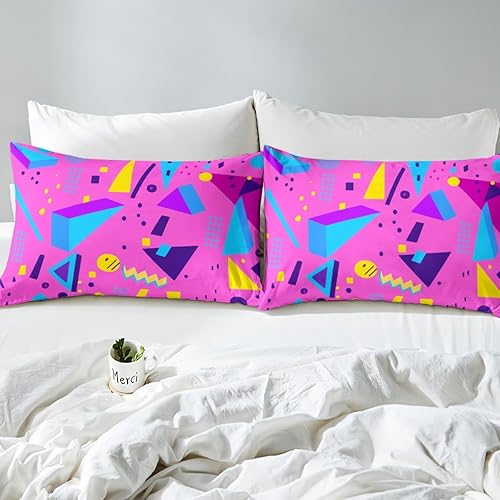 Miniatura 4 de Erosebridal Juego de ropa de cama de los años 80 con patrón de Memphis, juego de sábanas vintage de los años 90, sábanas de estilo vintage de los
