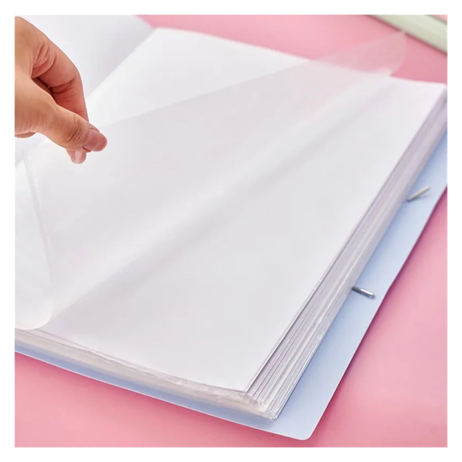 2 STÜCKE 30/60 Seiten A4 Aktentasche Transparente Binder Aktenordner Lagerung Schülertestpapier Klassifizierung Organisation Schulbedarf(Beige 60 Pages)