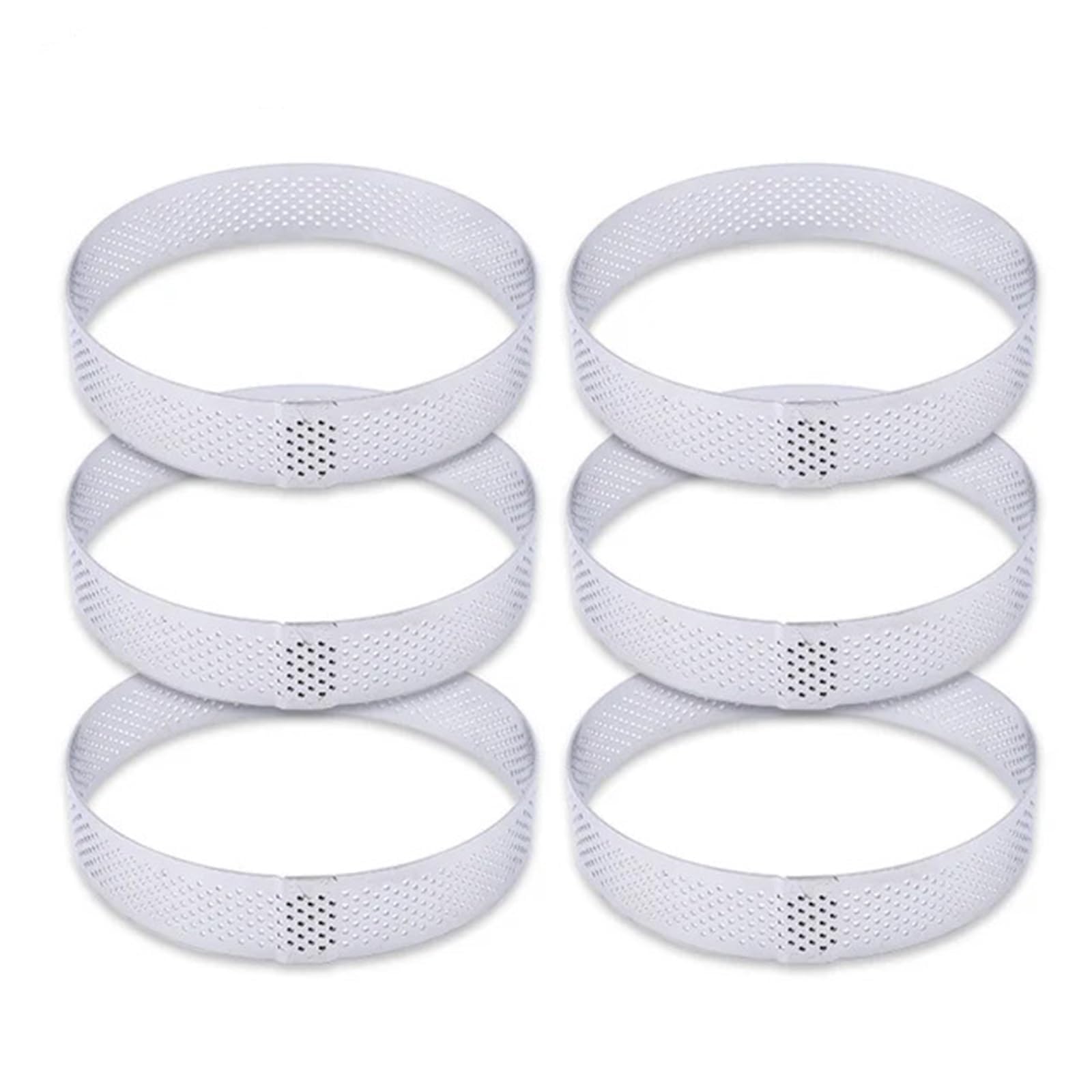 Forma do ciasta, 6 8 10 CM Stal nierdzewna Forma do tarty Pierścień Tartlet Ciasto Mus Formy Ciasteczka Ciasto Okrągłe Foremka Pierścień do ciasta Perforowany(6PCS 10CM)