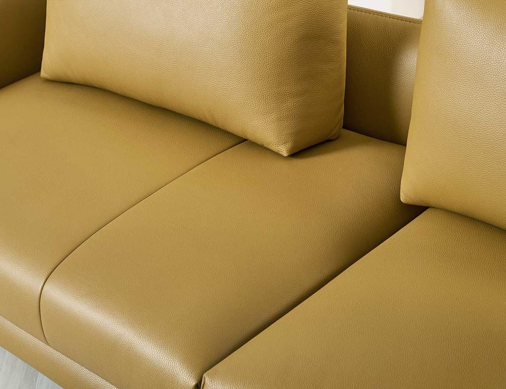 Fabrique Monst - 2 Seater Moden & Stylish Design Leatherette Sofa Set | Premium, Luxuries, Standard | for Living Room, Bedroom, Office, Hotel & Lounge | Comfortable Dark Yellow | 1+1 Sofa's 3