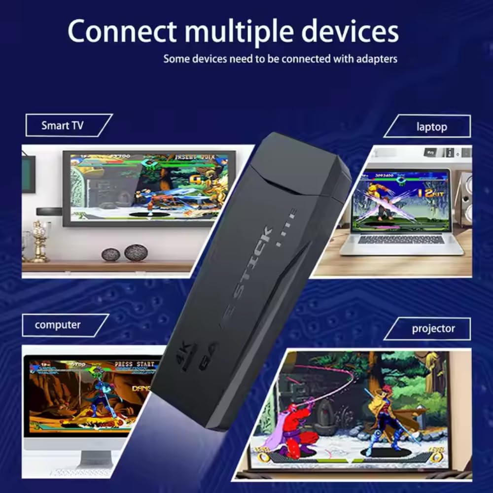 Maizic Smarthome Wireless Retro Game Console Stick - 64GB Plug & Play Nostalgia Stick with 10,000+ Classic Games, 9 Emulators, 4K HDMI Output, 2 Wireless Controllers, Retro Drive Video Gaming System 3