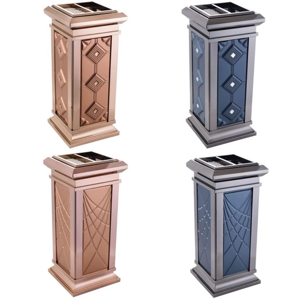 Stainless Steel Trash Can with Ashtray | Outdoor Cigarette Butt Trash Can | Vertical Design