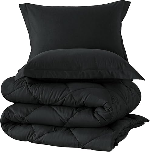 Miniatura 7 de Juego de edredón de tamaño individual con 1 funda de almohada, edredón de cama alternativo al plumón para todas las estaciones, ligero, lavable a