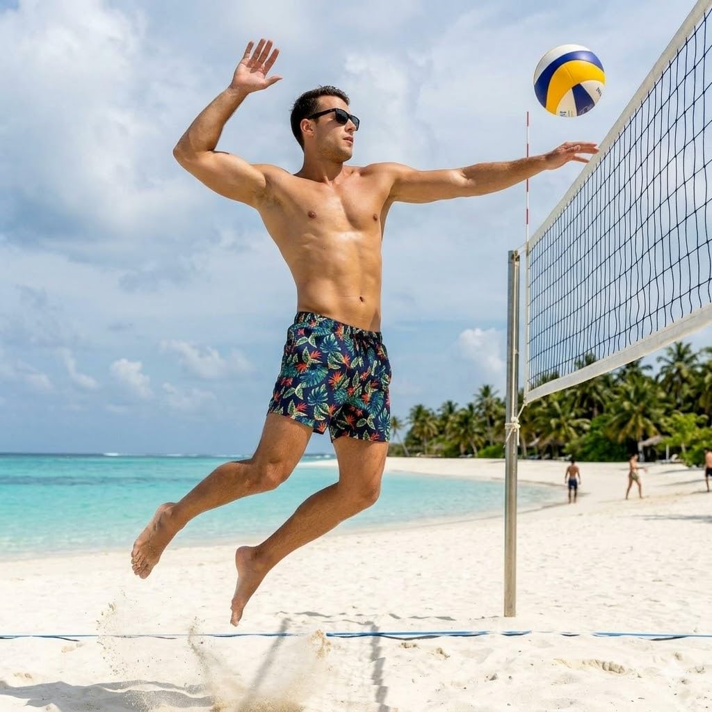 Short de Bain Homme Court Hawaï | Maillot 36cm Imprimé Tropical | Séchage Rapide, Filet et Infroissable