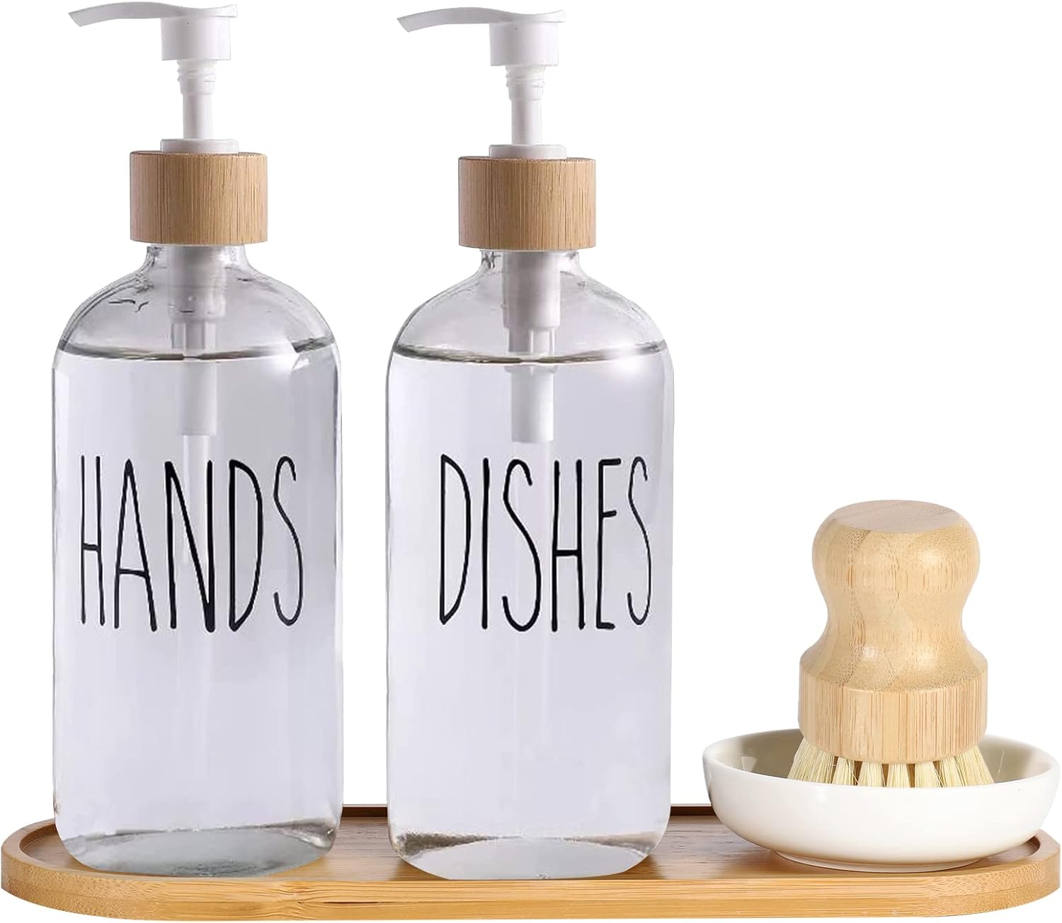 2 Pack Glass Soap Dispenser Bottle with Pump Kitchen Hand Soap