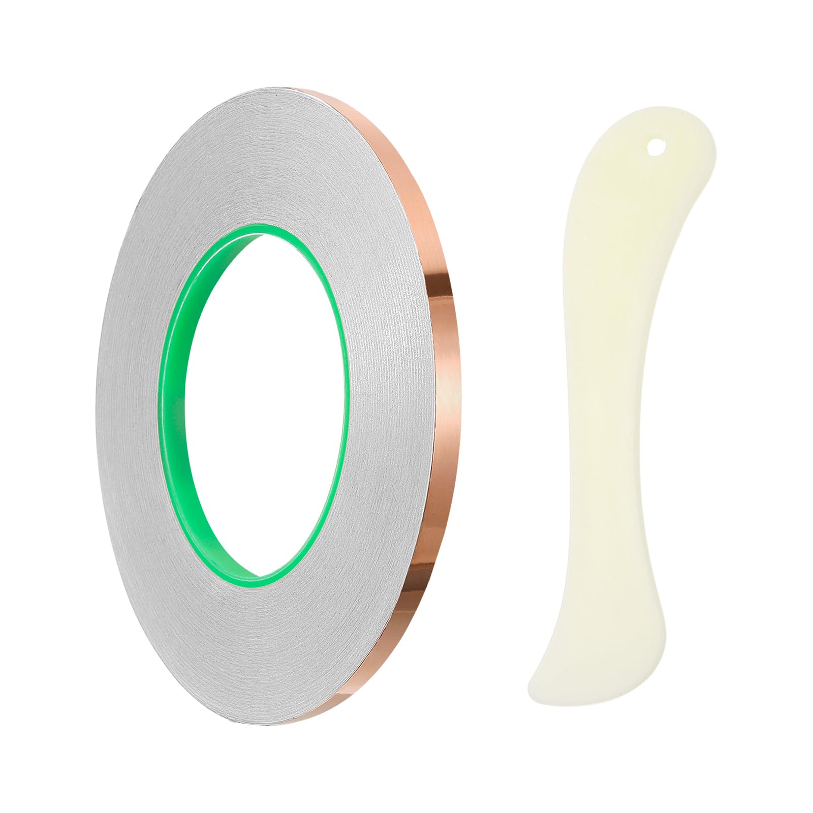 PATIKIL Copper Foil Tape, (8mm x 50m, Brass) (1 Set), Double Conductive Adhesive Tape with Correction Tool, Suit for - Guitar EMI/RFI Shielding/Electrical Repairs โ image 1